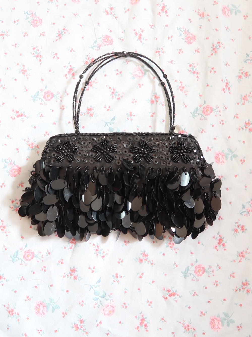 Black Sequin Fringe Evening Bag